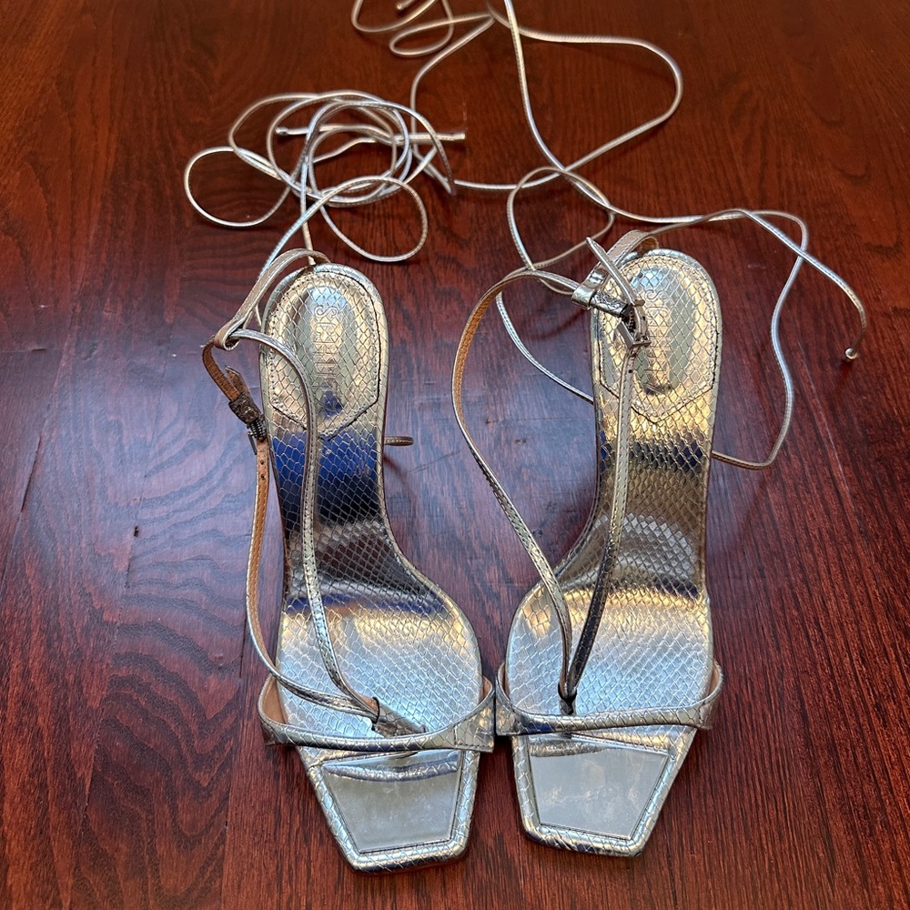 Schutz Elegant Silver Strappy Women's Heels
